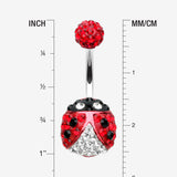 Detail View 1 of Adorable Lady Bug Multi-Gem Sparkle Belly Button Ring-Red