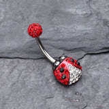 Detail View 2 of Adorable Lady Bug Multi-Gem Sparkle Belly Button Ring-Red