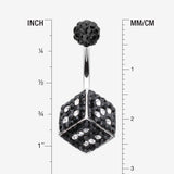 Detail View 1 of Ice Dice Multi-Gem Sparkle Belly Button Ring-Black/Clear