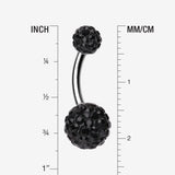 Detail View 1 of Classic Multi-Gem Sparkle Belly Ring-Black