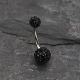 Detail View 2 of Classic Multi-Gem Sparkle Belly Ring-Black