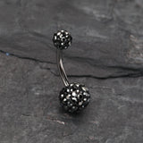 Detail View 2 of Classic Multi-Gem Sparkle Belly Ring-Hematite