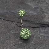 Detail View 2 of Classic Multi-Gem Sparkle Belly Ring-Light Green