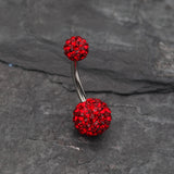 Detail View 2 of Classic Multi-Gem Sparkle Belly Ring-Red