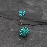 Detail View 2 of Classic Multi-Gem Sparkle Belly Ring-Teal