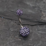 Detail View 2 of Classic Multi-Gem Sparkle Belly Ring-Tanzanite
