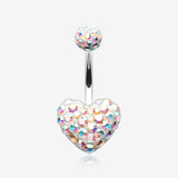 Multi-Gem Sparkle Heart Multi-Gem Belly Button Ring