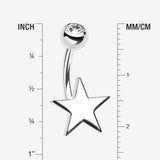 Detail View 1 of Nova Star Steel Belly Button Ring-Clear Gem/White