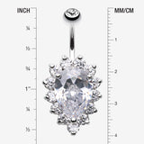 Detail View 1 of Sparkle Dazzle Droplet Multi Gem Belly Button Ring-Clear Gem