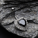 Detail View 2 of Heart Extravagant Belly Button Ring-Black/Clear