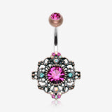 Vintage Boho Filigree Flower Belly Button Ring
