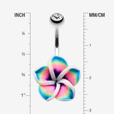 Detail View 1 of Hawaiian Plumeria Belly Button Ring-Clear Gem