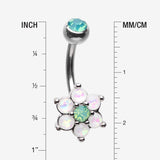 Detail View 1 of Opalescent Spring Flower Sparkle Belly Button Ring-Pacific Opal/White