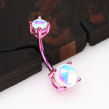 Detail View 2 of Colorline Iridescent Revo Sparkle Prong Set Belly Button Ring-Pink
