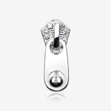 Paved Gem Zipper Reverse Belly Button Ring