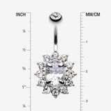 Detail View 1 of Flower Dazzle Sparkle Belly Button Ring-Clear Gem