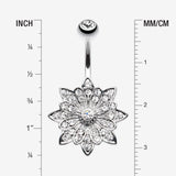 Detail View 1 of Flower Enchant Belly Button Ring -Clear Gem