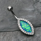 Detail View 2 of Opal Diamante Belly Button Ring-Clear Gem
