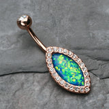 Detail View 2 of Rose Gold Opal Diamante Belly Button Ring-Clear Gem