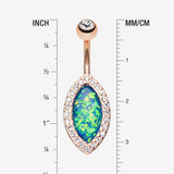 Detail View 1 of Rose Gold Opal Diamante Belly Button Ring-Clear Gem