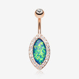 Rose Gold Opal Diamante Belly Button Ring