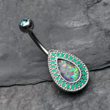Detail View 2 of Classic Chakra Opal Belly Button Ring-Aqua