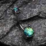 Detail View 2 of Opal Sparkle Prong Set Belly Button Ring-Black