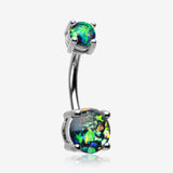 Opal Sparkle Prong Set Belly Button Ring