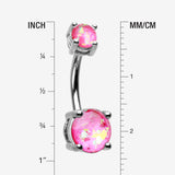 Detail View 1 of Opal Sparkle Prong Set Belly Button Ring-Pink
