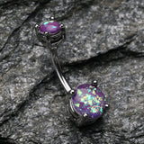 Detail View 2 of Opal Sparkle Prong Set Belly Button Ring-Purple