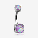 Opal Sparkle Prong Set Belly Button Ring