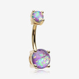 Golden Opal Sparkle Prong Set Belly Button Ring