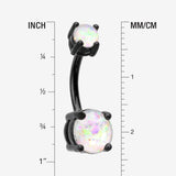 Detail View 1 of Colorline Opal Sparkle Prong Set Belly Button Ring-Black/White
