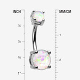 Detail View 1 of Opal Sparkle Prong Set Belly Button Ring-White