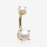 Golden Pearlescent Shine Prong Set Belly Button Ring