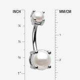 Detail View 1 of Pearlescent Shine Prong Set Belly Button Ring-White