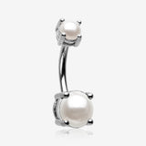 Pearlescent Shine Prong Set Belly Button Ring
