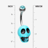 Vintage Turquoise Synthetic Skull Head Belly Button Ring-Teal