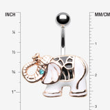 Detail View 1 of Maharajas Elephant Belly Button Ring-Clear Gem/White