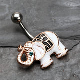 Detail View 2 of Maharajas Elephant Belly Button Ring-Clear Gem/White