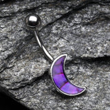 Detail View 2 of Purple Daze Crescent Moon Belly Button Ring-Purple