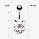 Detail View 1 of Sparkle Glam Kitty Cat Belly Button Ring-Clear Gem