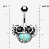 Detail View 1 of Adorable Night Owl Turquoise Belly Button Ring-Turquoise