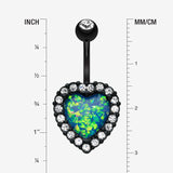 Detail View 1 of Colorline Opal Heart Essentia Belly Button Ring-Black/Clear
