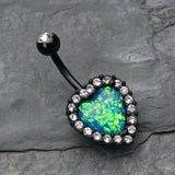 Detail View 2 of Colorline Opal Heart Essentia Belly Button Ring-Black/Clear