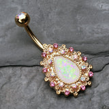 Detail View 2 of Golden Eirene Opal Belly Button Ring-Aurora Borealis