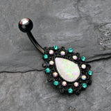 Detail View 2 of Colorline Eirene Opal Belly Button Ring-Black/Aurora Borealis