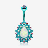 Colorline Eirene Opal Belly Button Ring-Teal/Aurora Borealis