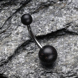 Detail View 2 of Organic Arang Wood Belly Button Ring-Black