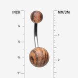 Detail View 1 of Organic Zebra Wood Belly Button Ring-Orange/Brown